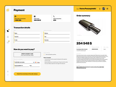 Dashboard for the exchange of used car parts. app application chart dashboard design interface order payments statistics ui ux vector web