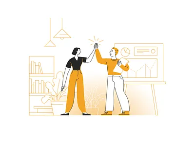 Teamwork flat illustration illustrator linear teamwork vector