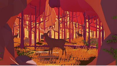 Sunset In The Forest art artwork blender colors forest game art game design gamedev gamedeveloper gamedevelopment lowpoly lowpolyart nature stylized