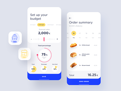 Inteligent assistant for Business owners budget design management mobile restaurant shops ui ux