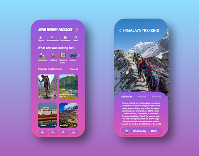 Travel App adobexd app app design daily ui challenge digital gradient holiday mountains nepal neumorphic neumorphism travel travel agency travel app traveling ui ui design ux visit nepal