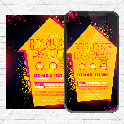 House Party Flyer PSD - Optimized for Instagram stay home party flyer stay home party flyer