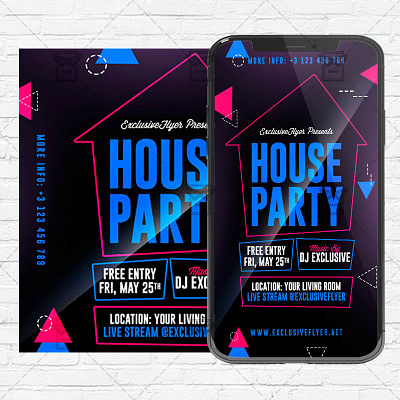 Stay Home Party Flyer PSD - Optimized for Instagram stay home party flyer