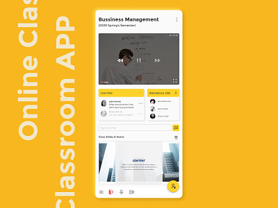 Online Classroom App class design figma flat mobile mobile app design online classes study app ui yellow