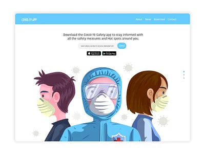 COVID-19 App landing page concept adobe illustrator adobe photoshop coronavirus landingpage mobileapp sketch webdesign