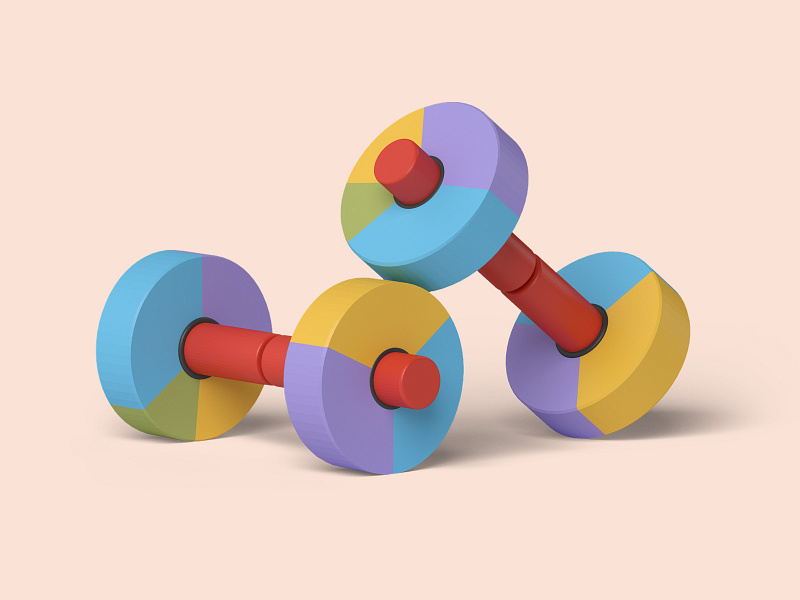 Gym Gadget 3dsmax data visualization gym pie chart weights