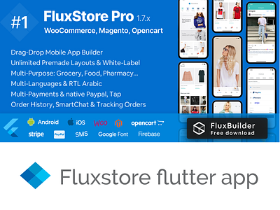 FluxStore Pro - a multi-purpose flutter app android digital ecommerce app envatomarket flutter fluxstore grocery inspireui ios ipad iphone magento mobile app mobile design opencart shop store app supermarket template woocommerce