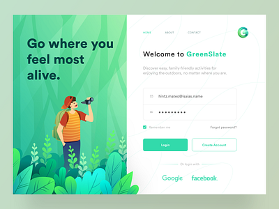 UI Design: GreenSlate. Discover nature in the way you like. ⠀ animation app art concept conceptual design designer forest illustration illustrator logo nature sketch sketchapp typogaphy typography ui uidesigns ux vector