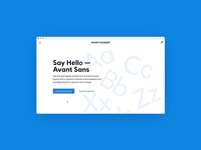 Avant Sans — variable typeface landing page 36daysoftype branding css animation custom typeface landingpage pure css sanserif typeface typography variable font variable fonts variable type variable typography webdesign