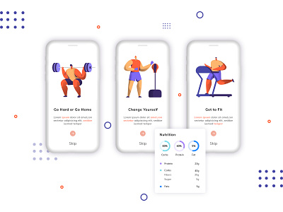 Fitness Mobile App UI branding fitness gym illustration mobile app ui photoshop typography