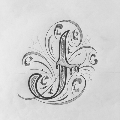 J flourishes illustration lettering