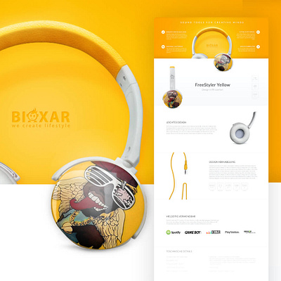 Bioxar - Website design headphones headset kopfhörer landingpage product web design webdesign website yellow