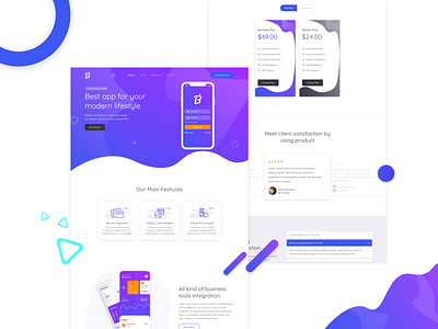 Mobile app landing page flat free mobile app ui design web app design web design web template