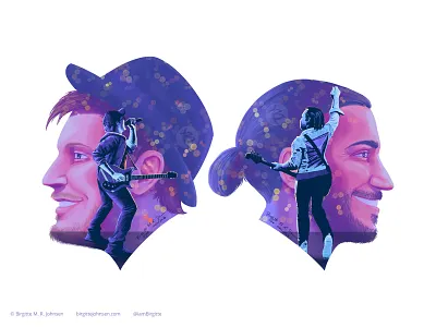 Patrick Stump and Pete Wentz - detail of double exposure poster art detail digital art digital illustration double exposure fall out boy illustration limited colour palette limited colours patrick stump pete wentz portrait portrait art poster poster detail