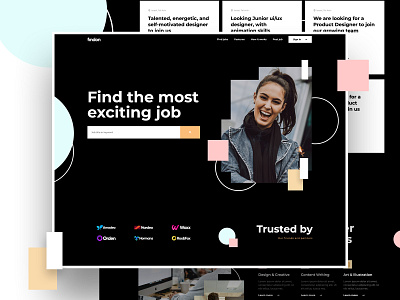 Find your job dark elementor freelance home page page page builder photoshop ps site ui ux wordpress