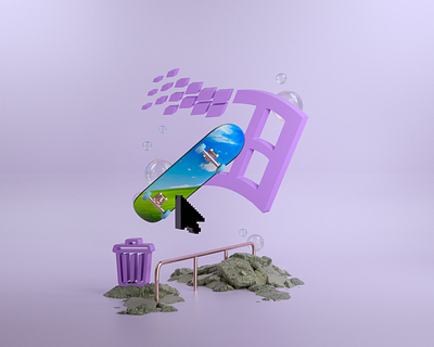 'Windows 2095' 3d 3d art 3d artist art branding calm clean design illustration purple vaporwave windows
