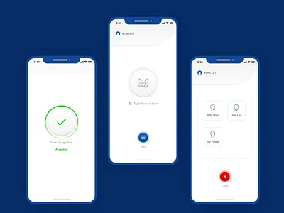 Face Recognition App Mockup app appdesign application button clean ui design face facereader madefromheart mobile mobile ui mockup pressbutton product design project ui ux