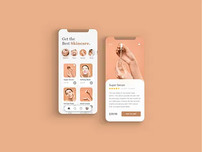 Mobile Skincare App app dutch flat home screen minimal shopping app skincare ui ux web