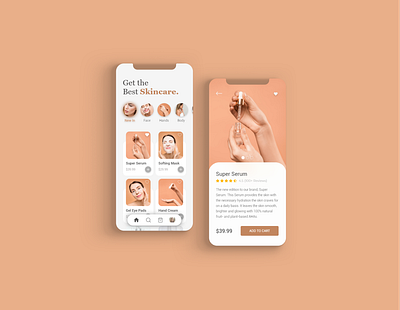 Mobile Skincare App app dutch flat home screen minimal shopping app skincare ui ux web