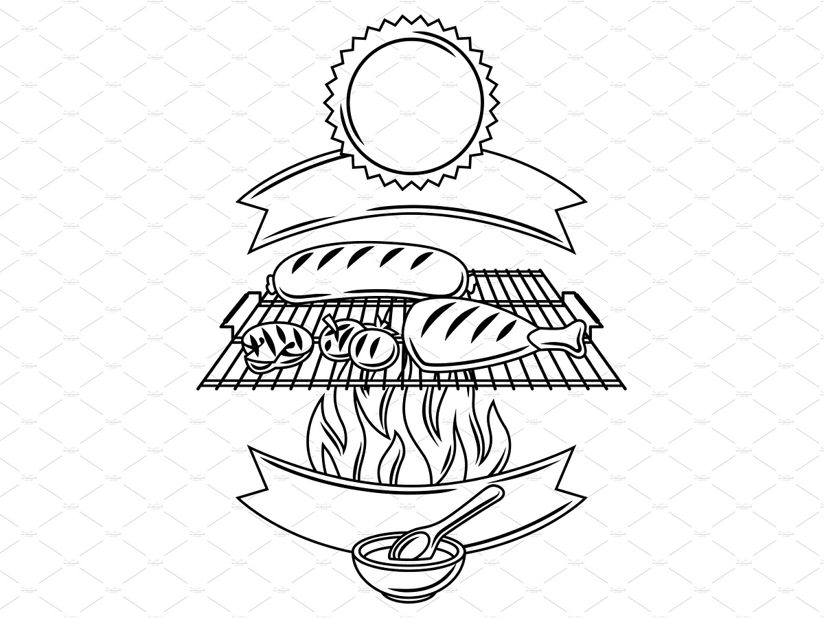 Bbq background with grill objects by Yulia Drozdova on Dribbble