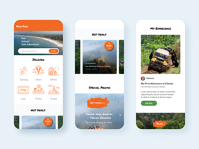 Gurilaps Android App adventure android booking gurilaps indonesia leisure mobile mobile app mobile app design mobile design mobile interaction mobile interface mobile ui tourism travel ui ui design ux west java