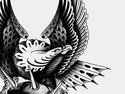 Rise above blackwork eagle illustration tattoo traditional