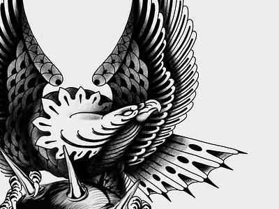 Rise above blackwork eagle illustration tattoo traditional
