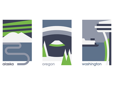 Minimalist U.S. States - Pacific Northwest adobe illustrator alaska color design illustration minimalist oregon pacific northwest states washington