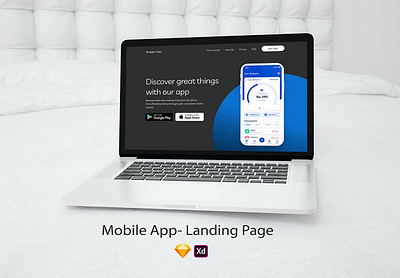 Mobile App - Landing Page app application business design flat icon interface kit landing layout menu mobile page symbol technology template ui vector web website