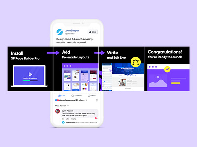 Facebook Carousel Ad Campaign for Web Builder ad ad campaign ads design branding campaign carousel digital ads digital marketing facebook facebook ad facebook ads instagram ad marketing ui web builder
