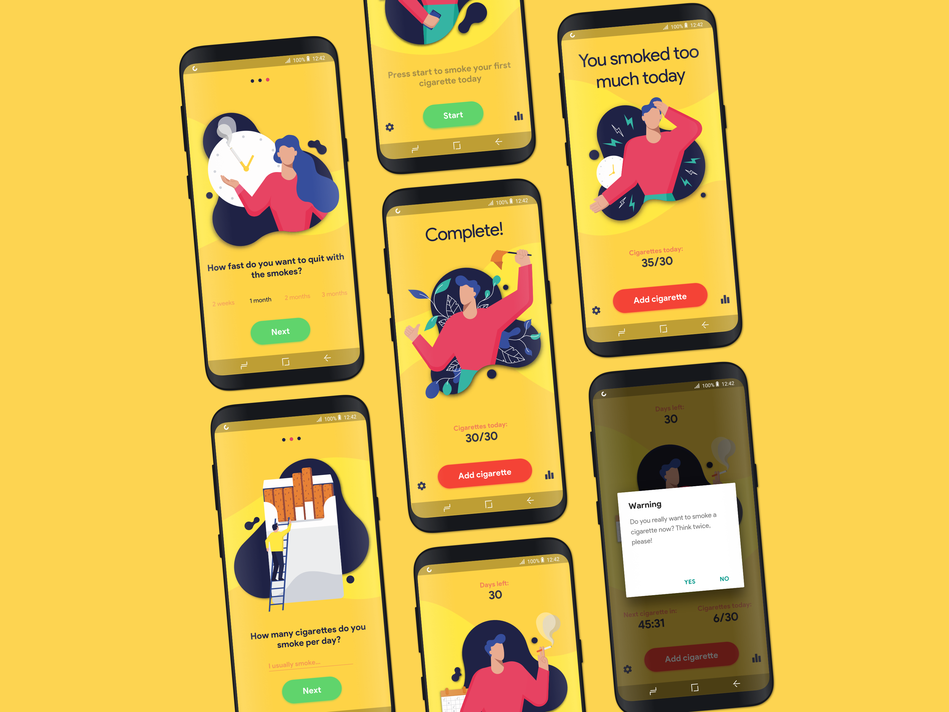Example of Smoke Stopper App Mobile UI