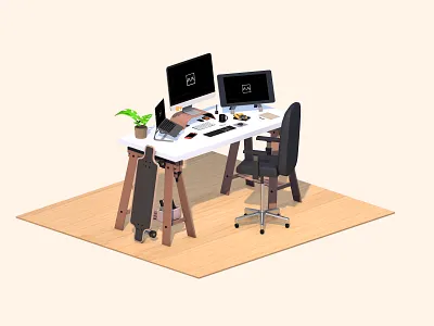 My Workspace in 3D 3d abstract adobe c4d cgi cinema4d colors design designer desk geometric illustration lordzlz office render setup space ui uiux web