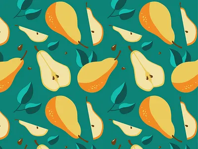 Pear pattern colourful design food illustration fruit fruits illustration illustrator paper craft pattern pear print print design seamless textile print vector