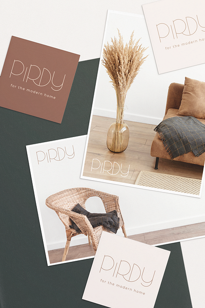 Logo & Branding Concept for Pirdy Modern Home Goods brand brand identity branding branding design business card communication design design flat graphic design identity design logo logo design logotype minimal modern design modern logo print design stationery typography vector