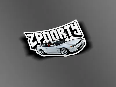 2poorty Silvia Sticker 240sx apparel car illustraion merch sticker