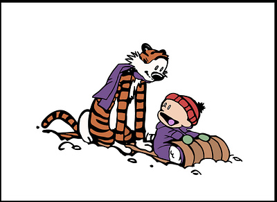 Calvin and Hobbes calvin and hobbes comic illustration sled snow tiger winter