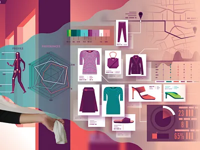 Retail Ai ai airplane data dress high heel high heels icons illustration infographic map products purse retail shopping skirt vector