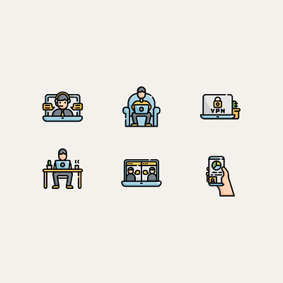 👨🏻‍💻 Work From Home Icon Set 👩🏻‍💻 cute home icon icondesign labtop office online simple vector work work from home