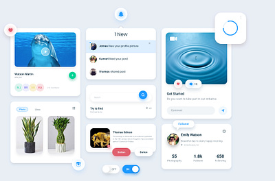 widgets & Ui kits button clean component components concept design gallery mobile neomorphism notification plant profile search trending trendy ui video videoplayer webdesign white