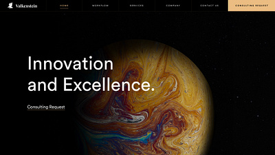 Valkenstein GmbH - Space Version branding design development development agency galaxy germany header hero image madeingermany planets space stuttgart ui uix uixdesign universe wehance