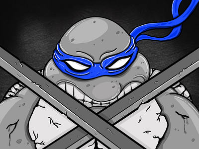 Leonardo black and white blue design illustration mutant ninja procreate sketch teenage teenage mutant ninja turtles tmnt turtle turtles