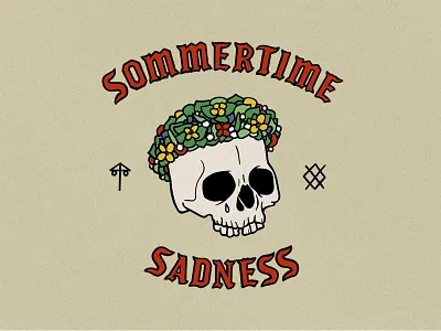 Sommertime Sadness art chad pinckney digitalart draw drawing flowers graphic art graphic design handlettering horror illustration lettering merch midsommar procreate sadness skull skullart sommertime summer