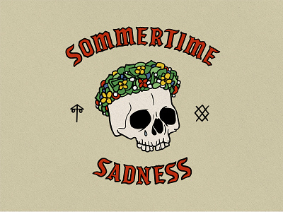 Sommertime Sadness art chad pinckney digitalart draw drawing flowers graphic art graphic design handlettering horror illustration lettering merch midsommar procreate sadness skull skullart sommertime summer