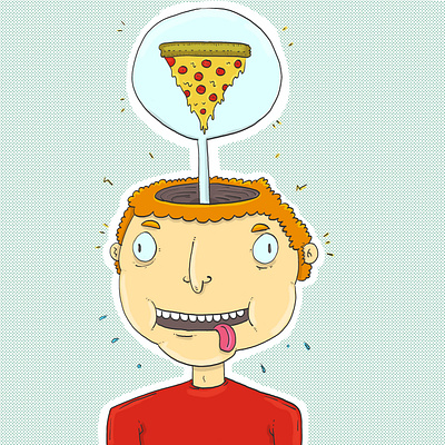 pizza thoughts cartoon comic doodle illustration pizza