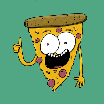 pizza thumbs up cartoon comic doodle hand drawn illustration pizza slices