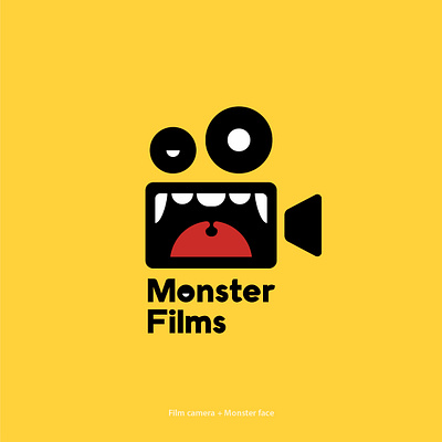 monster films logo concept film filmmaker flat illustration logo logodesign logotype monster vector yellow