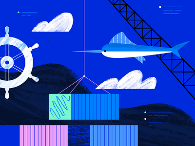 Kubernetes Illustration #3 app flat geometric icon illustration ocean tech texture vector web