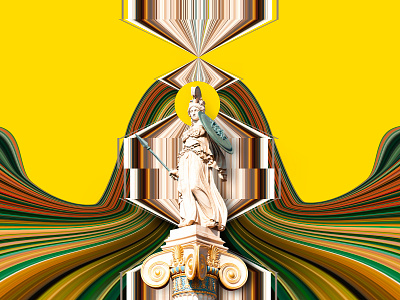 Guerra, civilización, sabiduría, estrategia, ciencias, justicia athena collage graphicdesign gt guatemala icarosdie illustration loveistheanswer photoshop psychedelic yellow