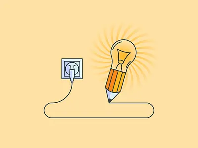 Idea Pencil bulb design flat idea ideas illustration illustrator light minimal vector yellow