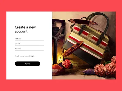 Sign Up Page bagshopping illustration product sign up sketch ui uidesign uiux user interface webdesig